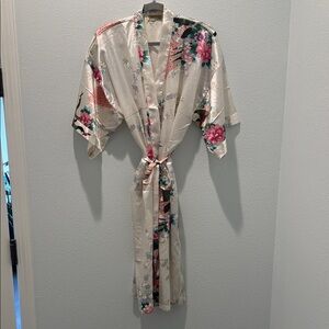 Floral Satin Kimono Robe